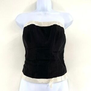 VTG Nicole Miller Corset Top Sz 6 Black‎ White Y2K Witchy Victorian Whimsygoth